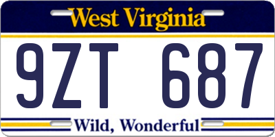 WV license plate 9ZT687