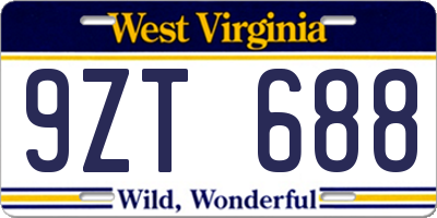 WV license plate 9ZT688