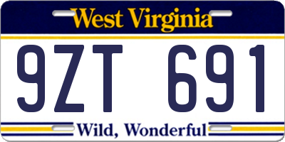 WV license plate 9ZT691