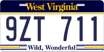 WV license plate 9ZT711