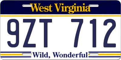 WV license plate 9ZT712