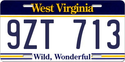 WV license plate 9ZT713