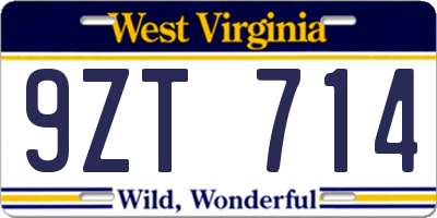 WV license plate 9ZT714