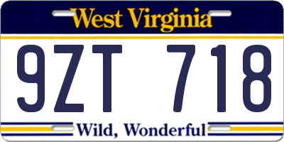 WV license plate 9ZT718
