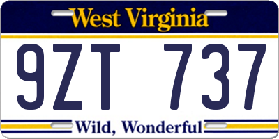 WV license plate 9ZT737