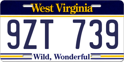 WV license plate 9ZT739