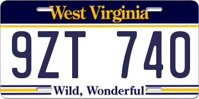 WV license plate 9ZT740