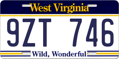 WV license plate 9ZT746