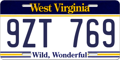 WV license plate 9ZT769