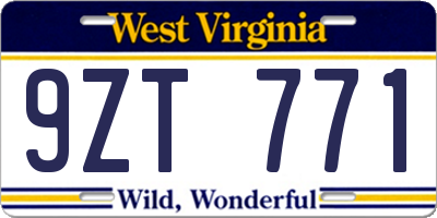 WV license plate 9ZT771
