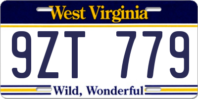 WV license plate 9ZT779