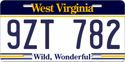 WV license plate 9ZT782