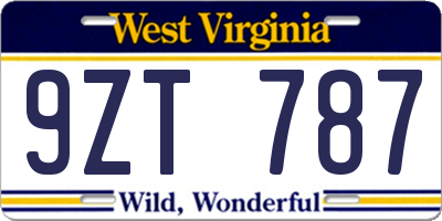 WV license plate 9ZT787
