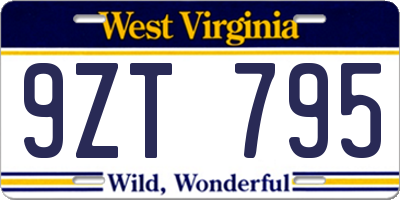 WV license plate 9ZT795