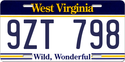 WV license plate 9ZT798