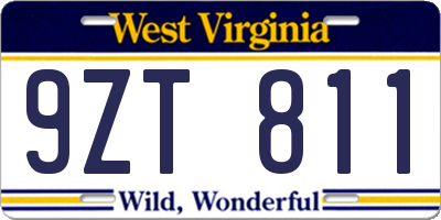 WV license plate 9ZT811
