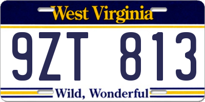 WV license plate 9ZT813