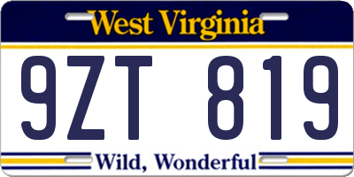 WV license plate 9ZT819