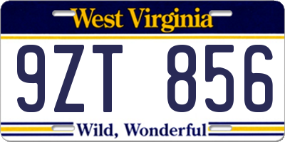 WV license plate 9ZT856