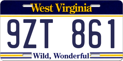 WV license plate 9ZT861