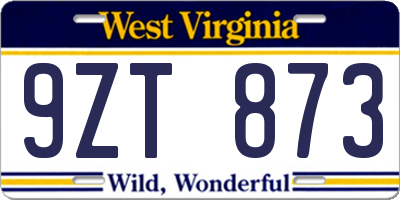 WV license plate 9ZT873