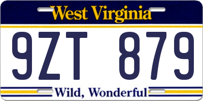 WV license plate 9ZT879