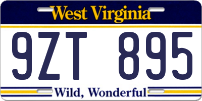 WV license plate 9ZT895