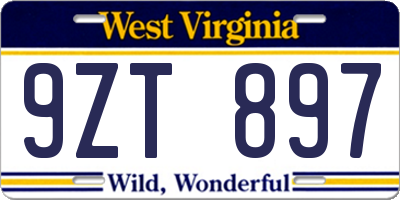 WV license plate 9ZT897