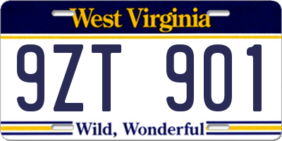 WV license plate 9ZT901