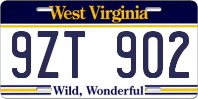WV license plate 9ZT902