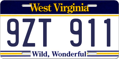 WV license plate 9ZT911