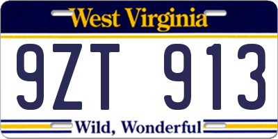 WV license plate 9ZT913