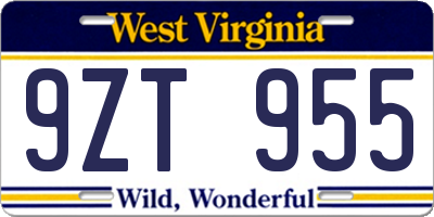 WV license plate 9ZT955