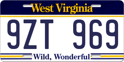 WV license plate 9ZT969