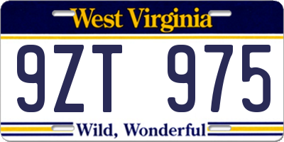 WV license plate 9ZT975