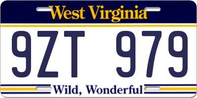 WV license plate 9ZT979