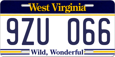WV license plate 9ZU066