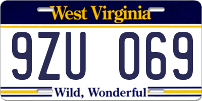 WV license plate 9ZU069