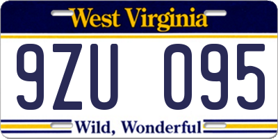 WV license plate 9ZU095