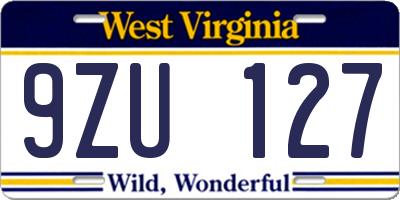 WV license plate 9ZU127