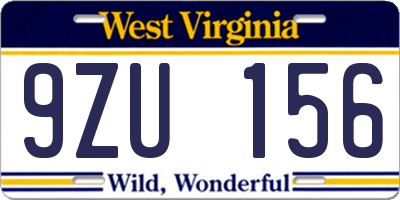 WV license plate 9ZU156