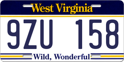 WV license plate 9ZU158