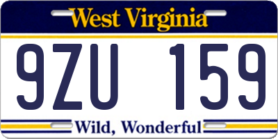 WV license plate 9ZU159