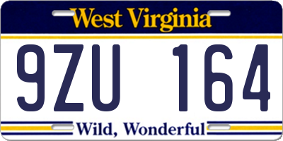 WV license plate 9ZU164