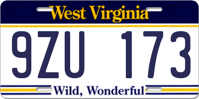 WV license plate 9ZU173