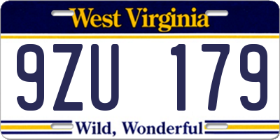 WV license plate 9ZU179