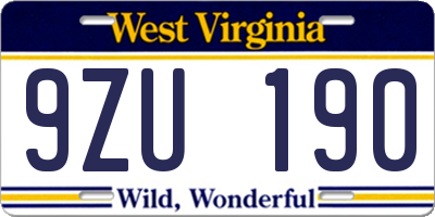 WV license plate 9ZU190