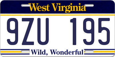 WV license plate 9ZU195