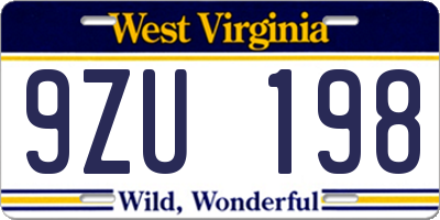 WV license plate 9ZU198