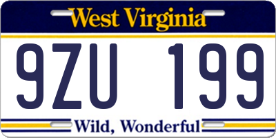 WV license plate 9ZU199
